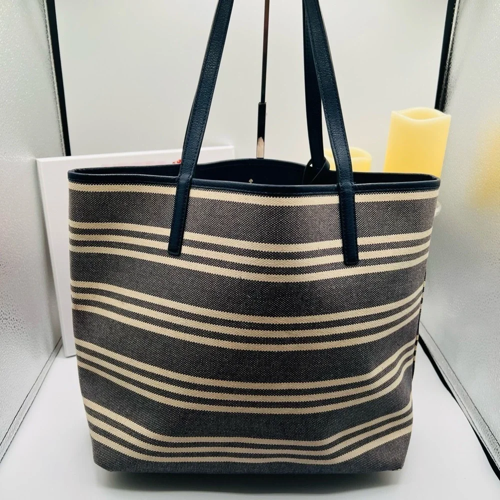 Kate Spade Blue and Cream Striped Tote - EUC